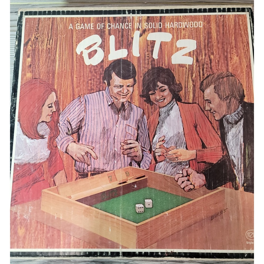 Vintage 1970s BLITZ Solid Wood Dice Game w Original Box COMPLETE